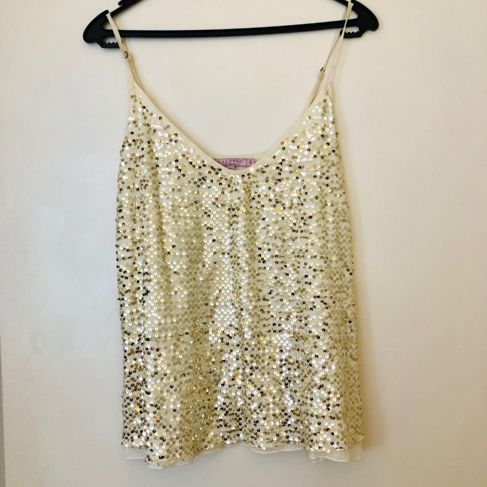 Calypso Ivory Sequin Tank Sz Small